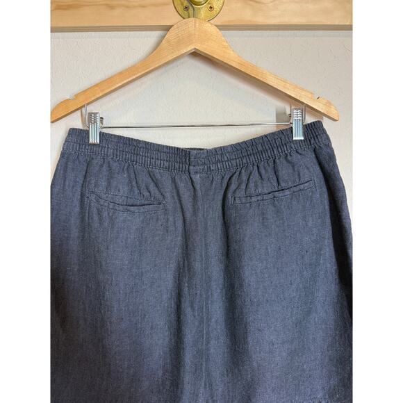 Women's Garnet Hill Navy Linen A-Line Mini Skirt With Pockets 100% Linen Size 14 - Picture 7 of 9